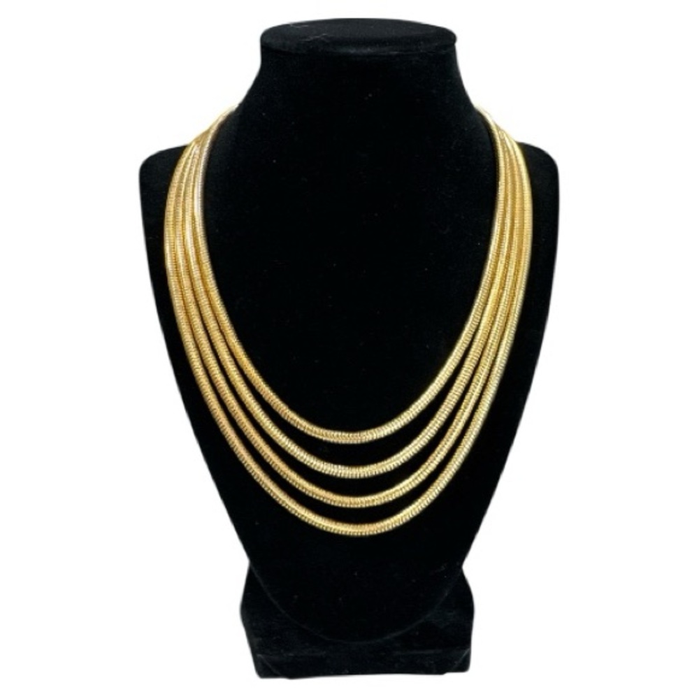 Multi Strand Gold Tone Snake Necklace